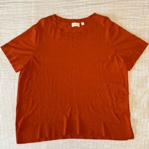Women's Orange Short Sleeve Knit Top